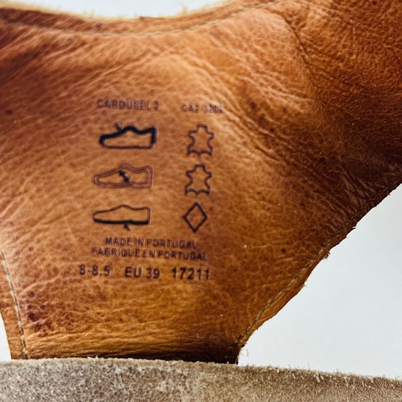 Womens US 8-8.5 Taos Carousel 2 Wedge Sandal Beige Leather Ankle Strap Open Toe - Picture 9 of 9